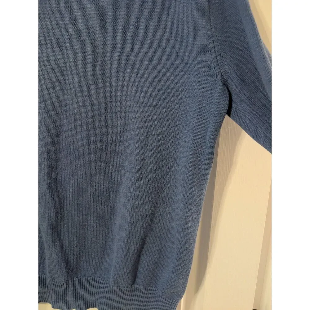 J.Crew Slim Cotton Cashmere Quarter Zip Sweater Men's L Blue